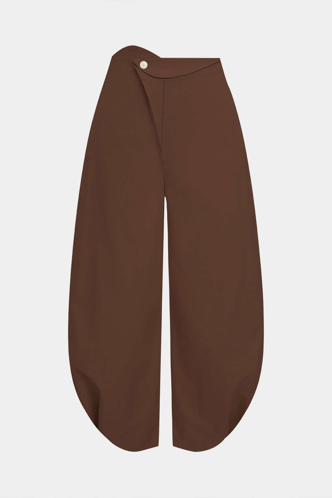 Linnen asymmetrische pantalon met knoopjes en ruches