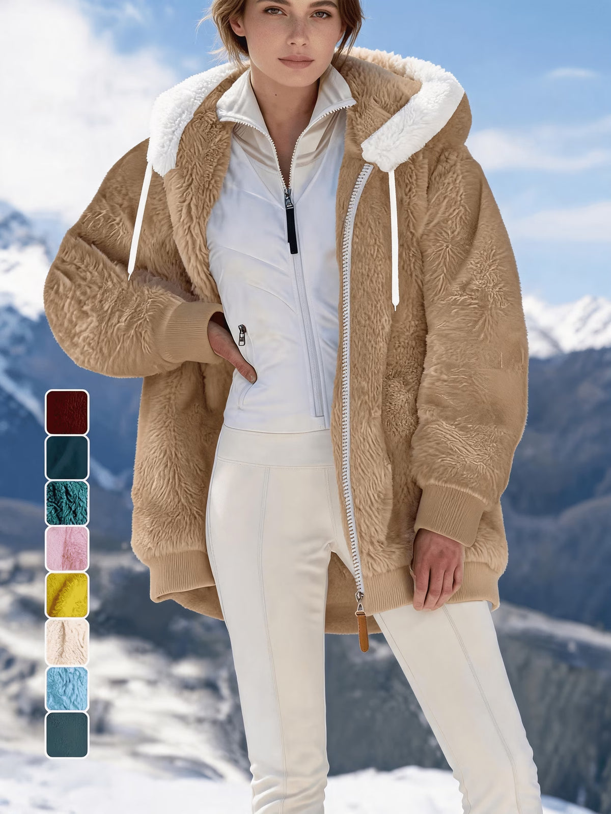 Fleece Jacket with Hood and Zipper