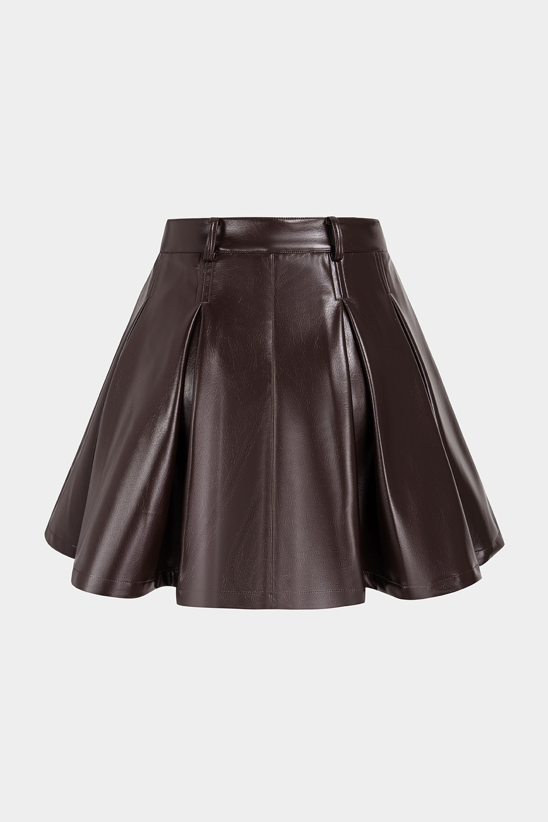 Leren-look geplooide minirok