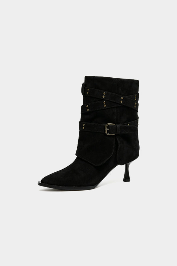 Leren-look enkellaarzen met studs