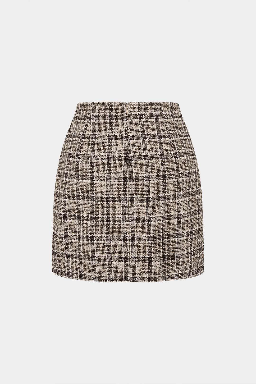 Geruite asymmetrische minirok met hoge taille en knoopjes