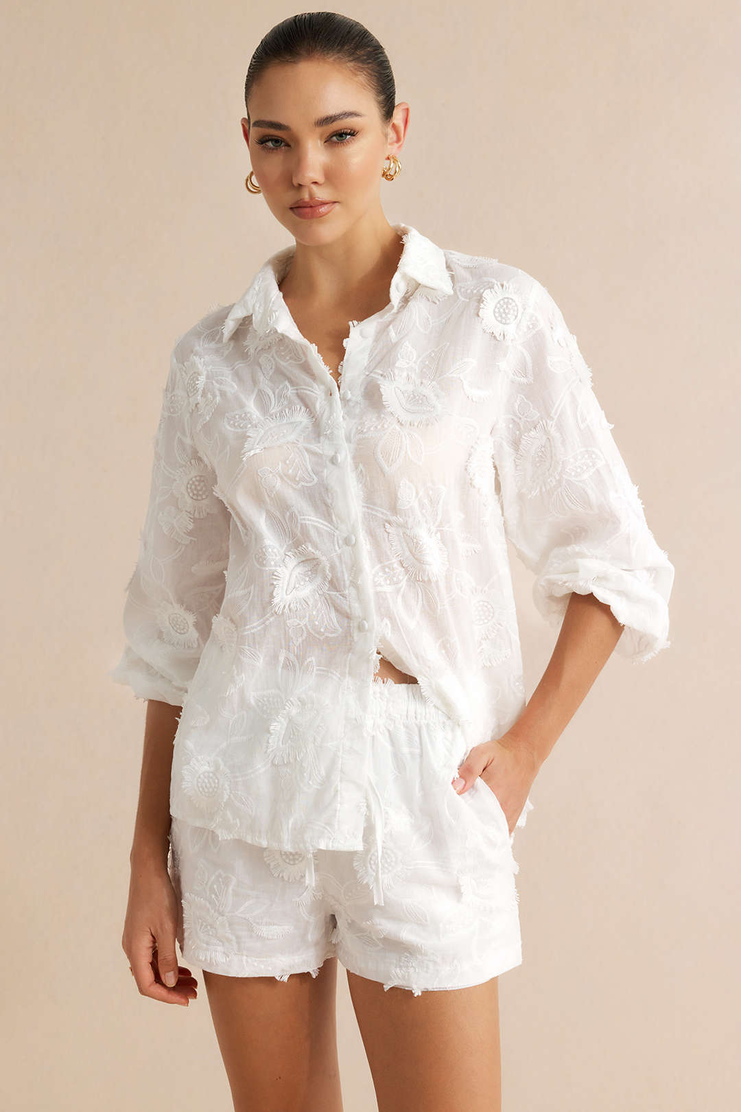Effen set met blouse en short