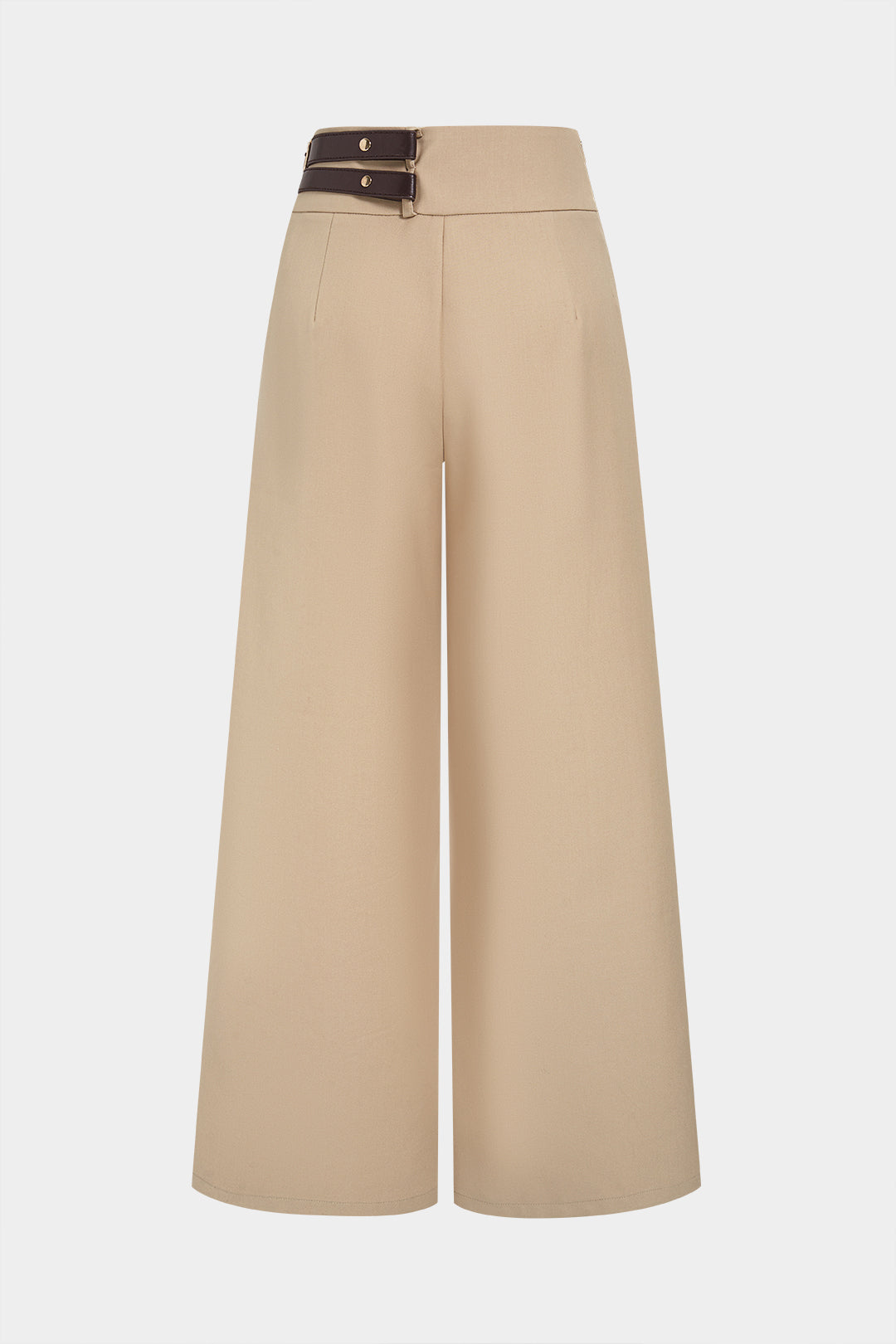 Leren-look broek met riem en rechte pijp