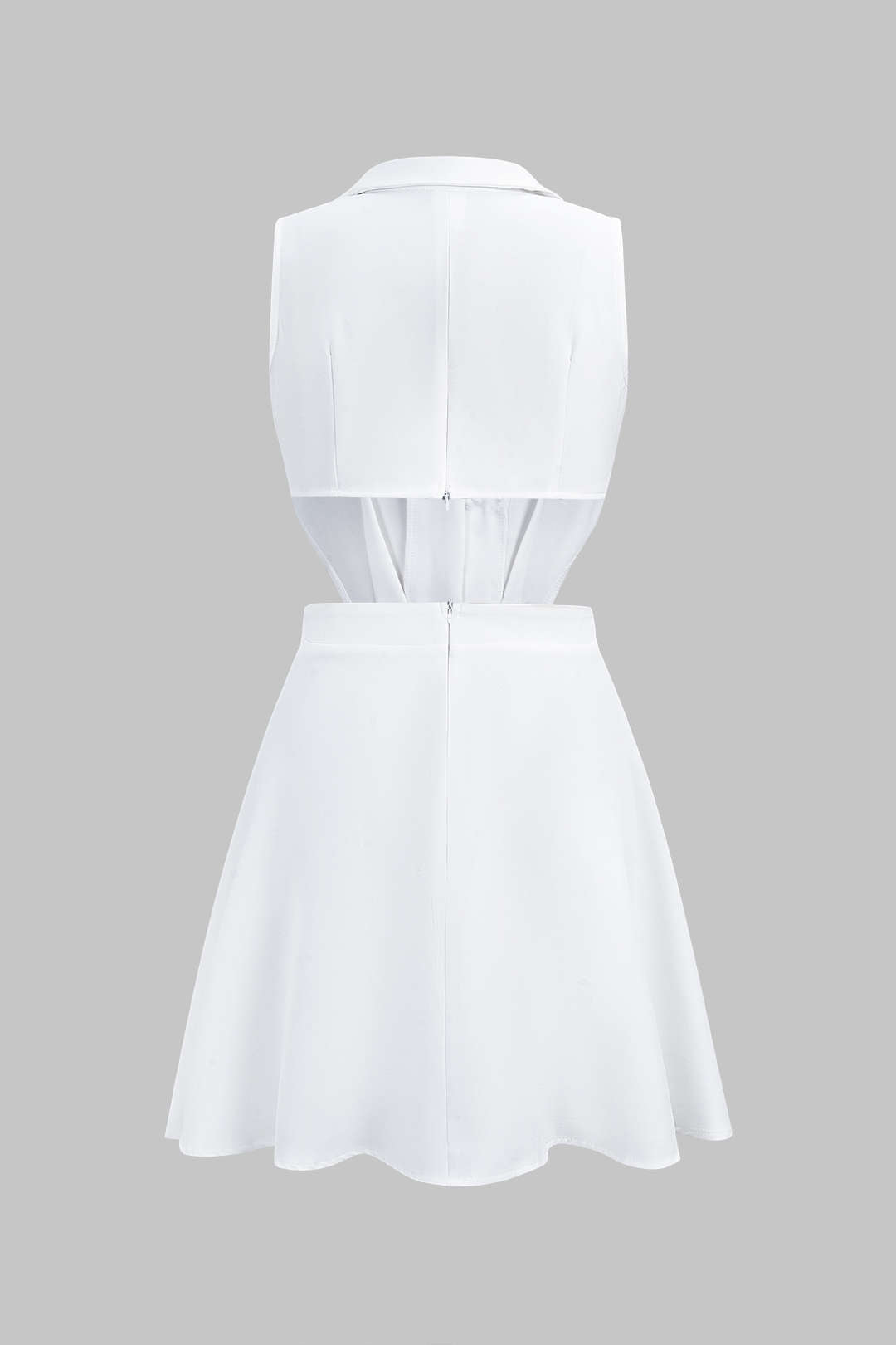 Metallic mouwloze minijurk met revers en knoopjes