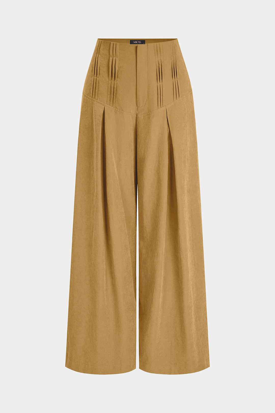 Broek met rits, wijde pijpen en ruches