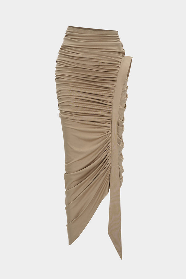 Asymmetrische rok met ruches