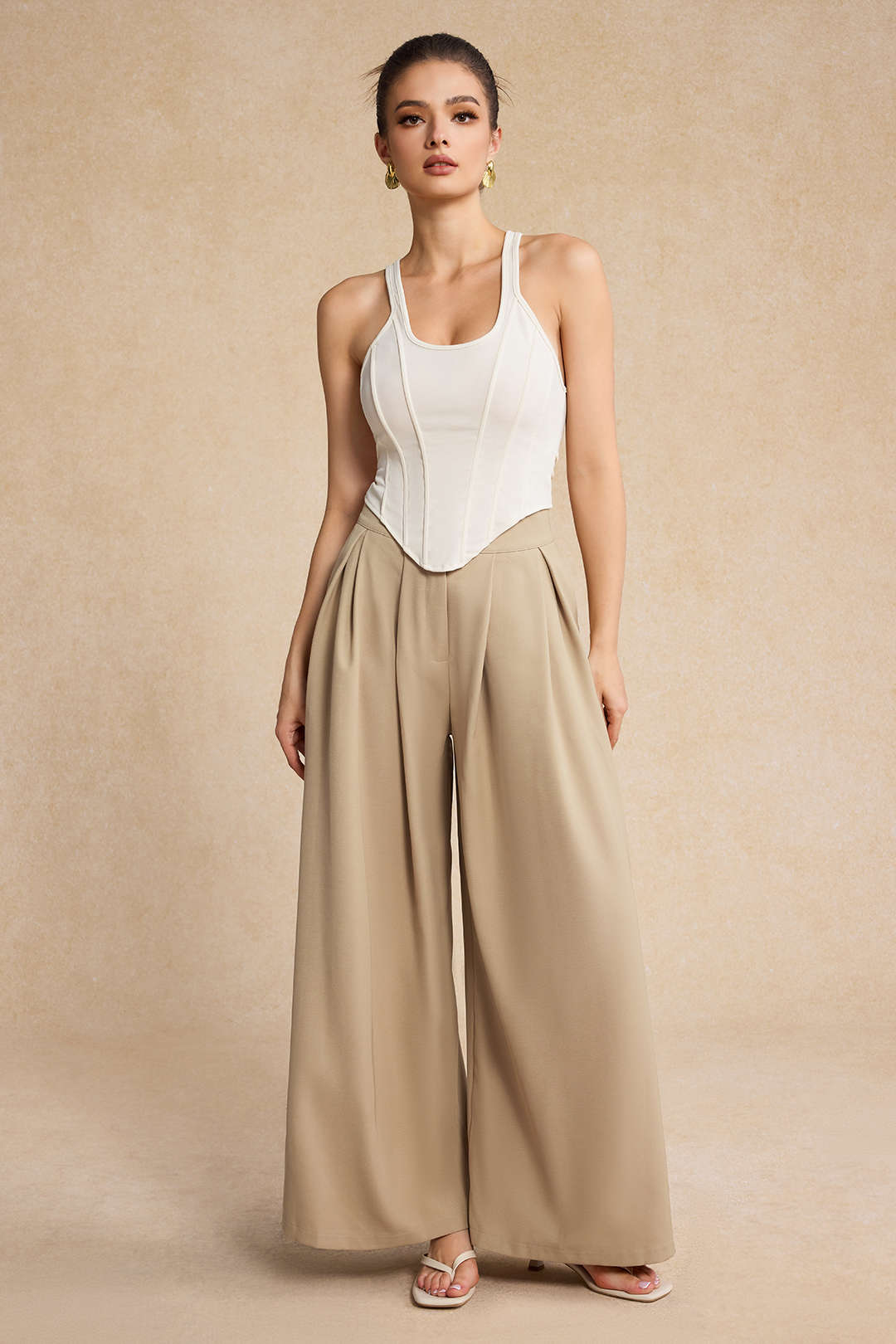 Geplooide pantalon met wijde pijpen