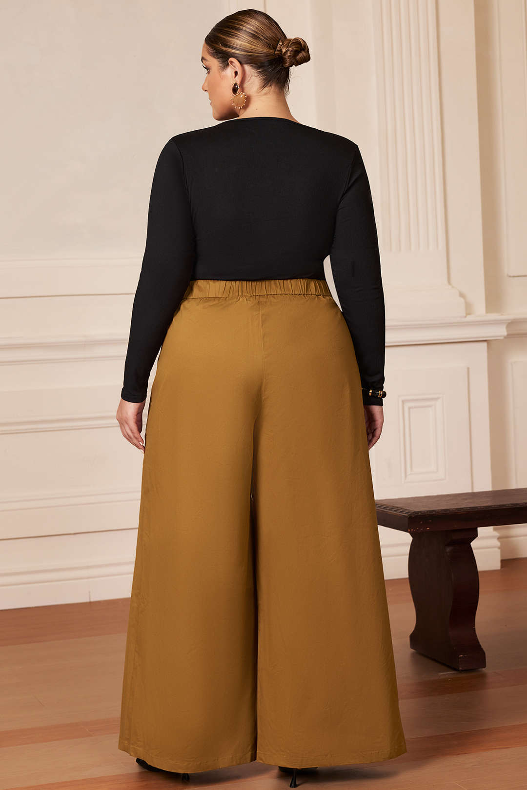 Pantalon met ruches en rits