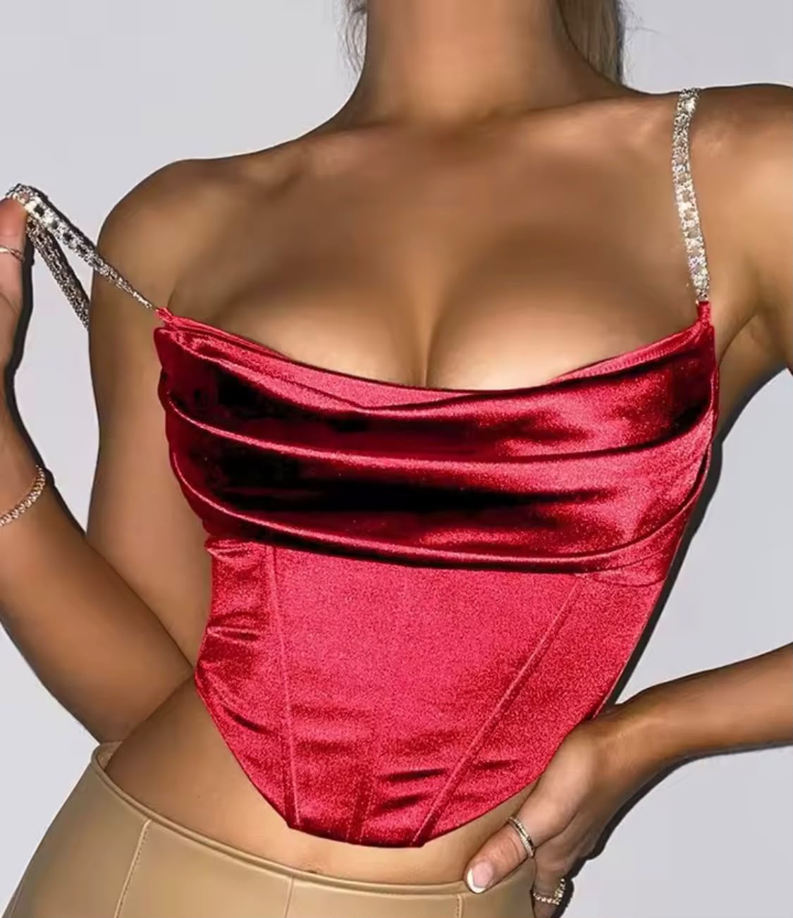 Satin draped corset top