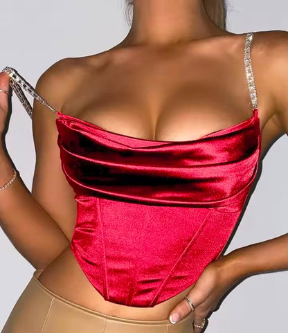 Satin draped corset top