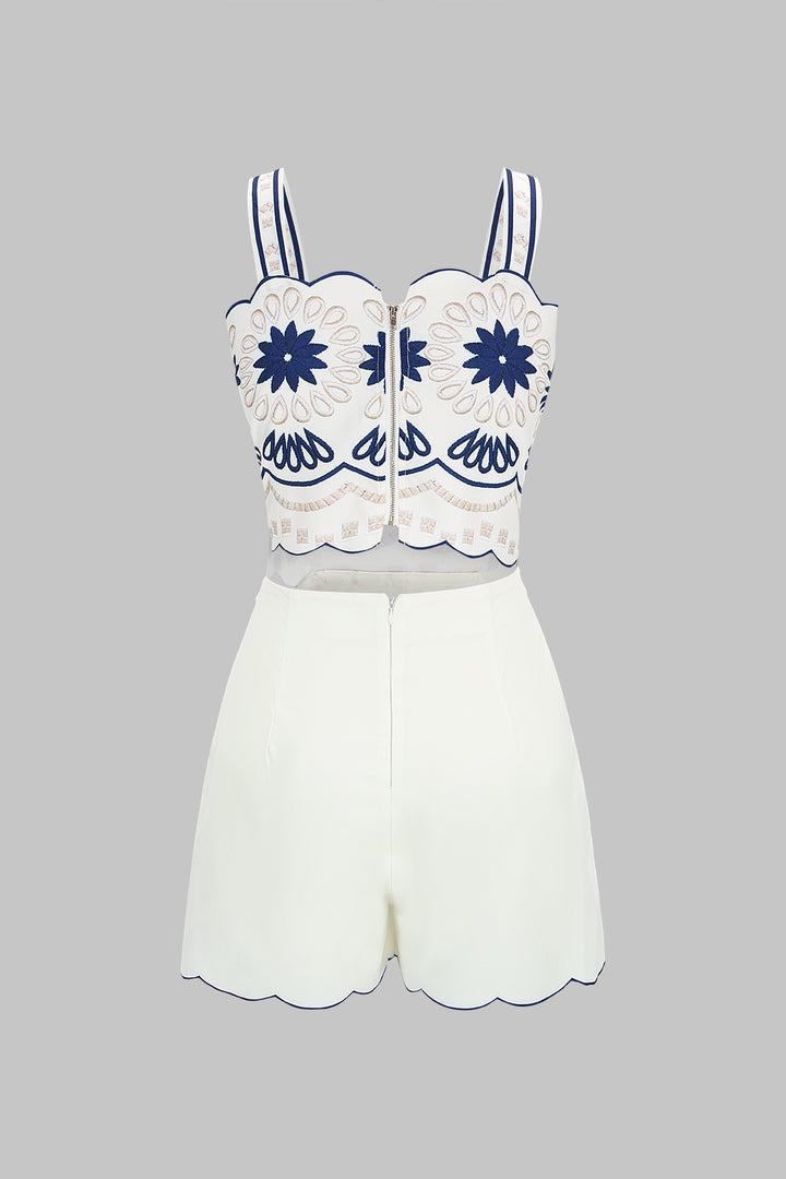 Floral Print Cut Out Sleeveless Romper