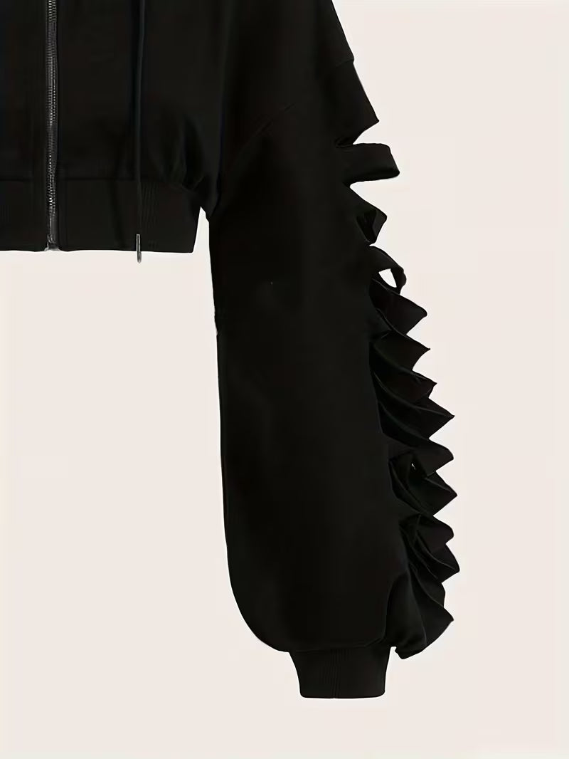 Cropped Bolero Hoodie with Zipper