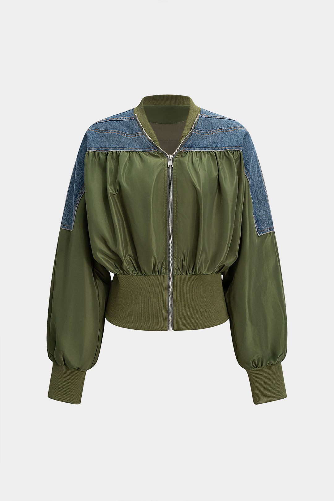 Linde - Denim patchwork jasje met rits