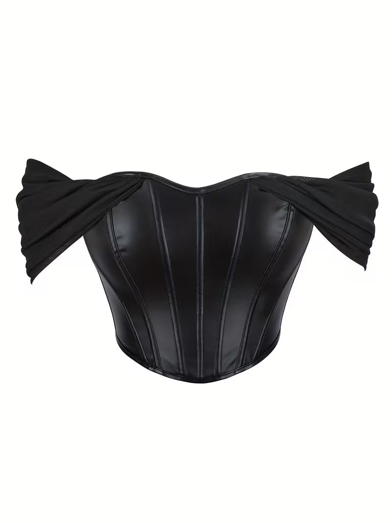 Strapless PU-Corsettop met Open Rug