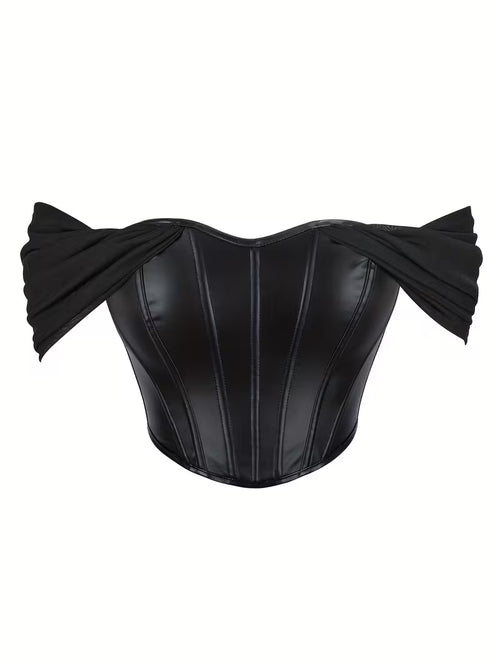 Strapless PU-Corsettop met Open Rug
