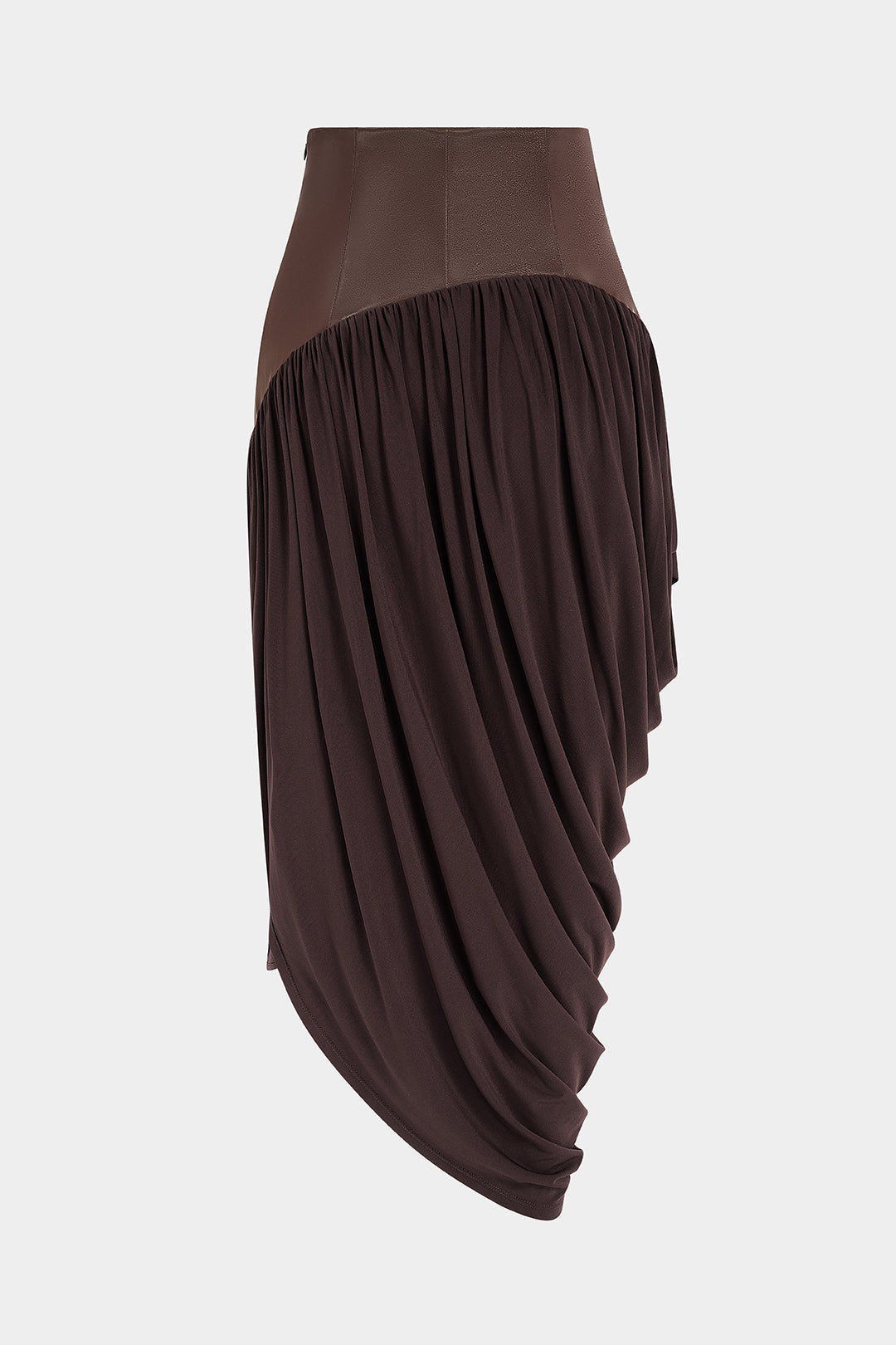 Tara - Leren-look patchwork rok met ruches