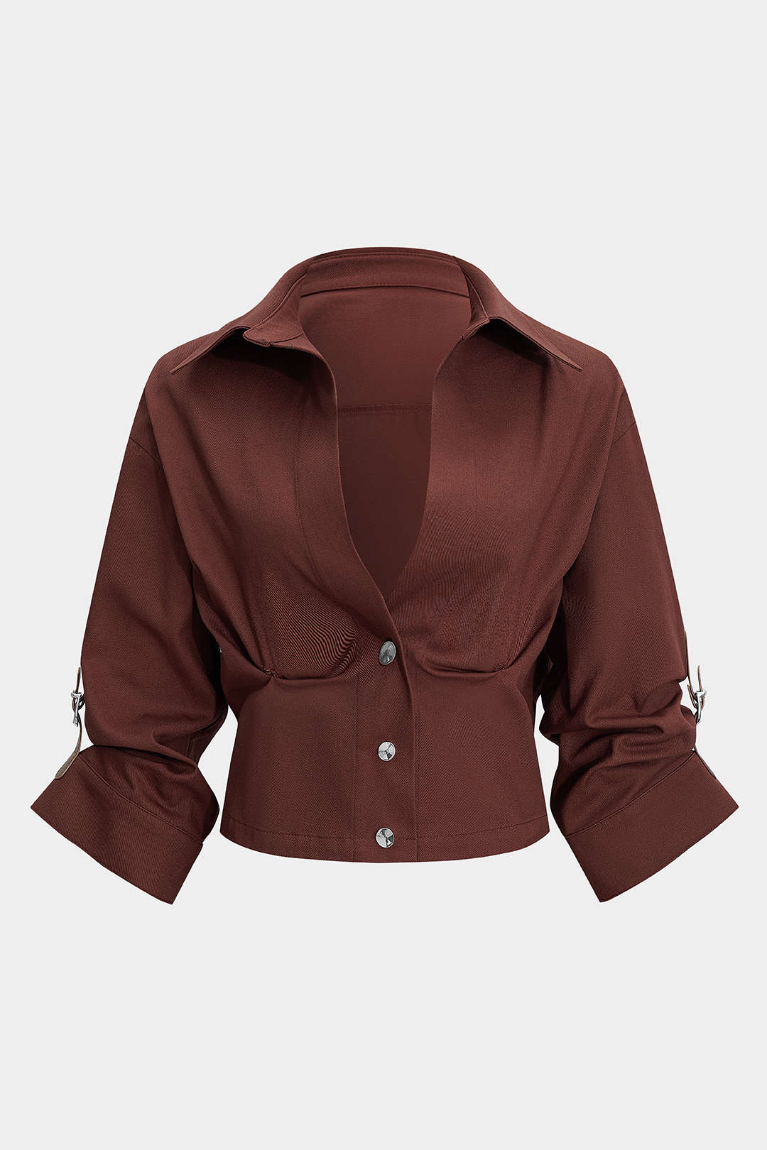 Blouse met knoopjes, ruches en korte mouwen