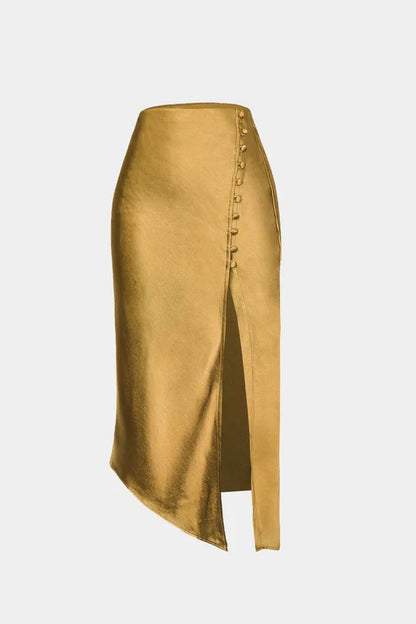 Rok met asymmetrische zoom en splitknopen