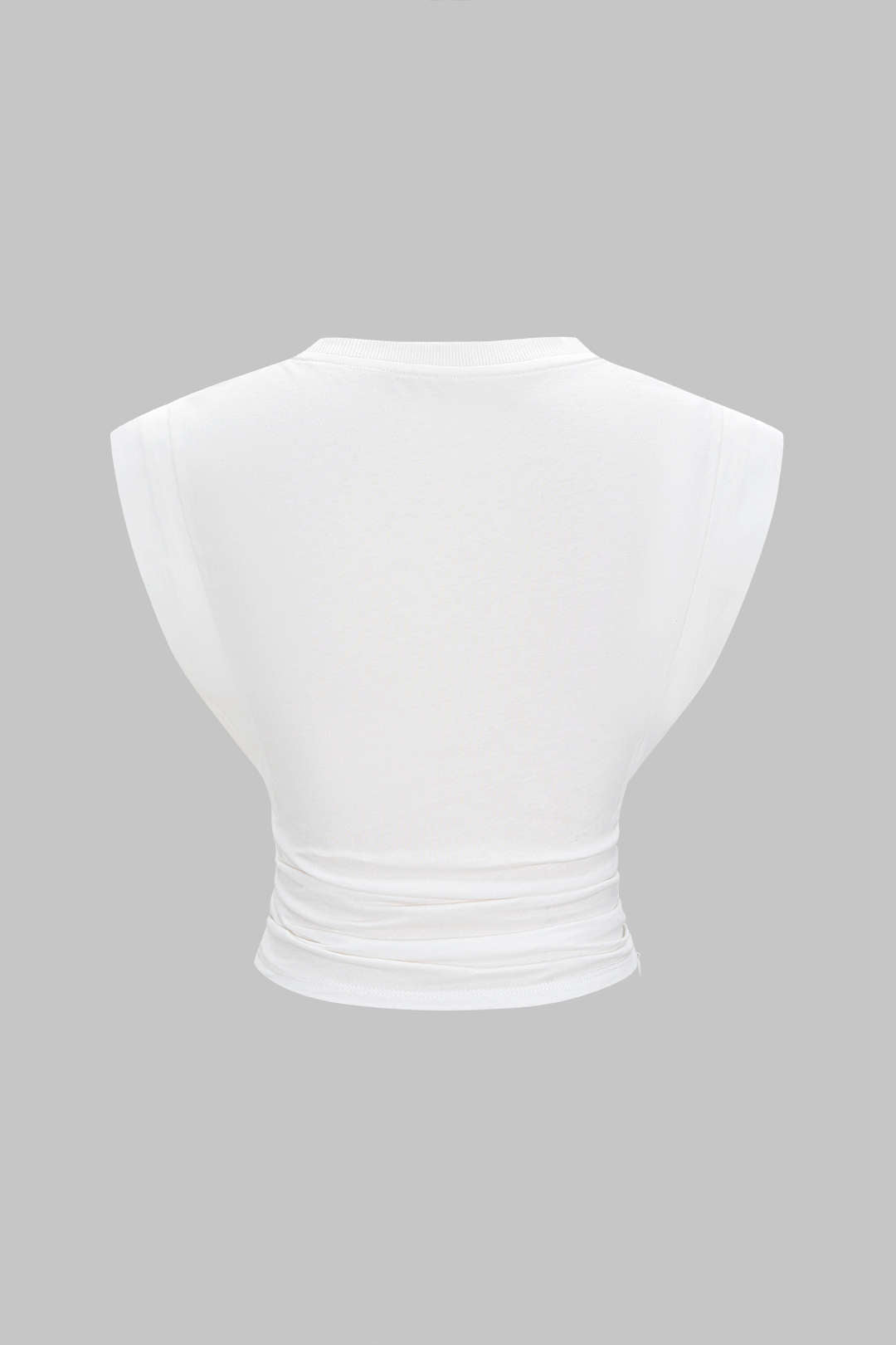 Effen T-shirt met ronde hals en ruches