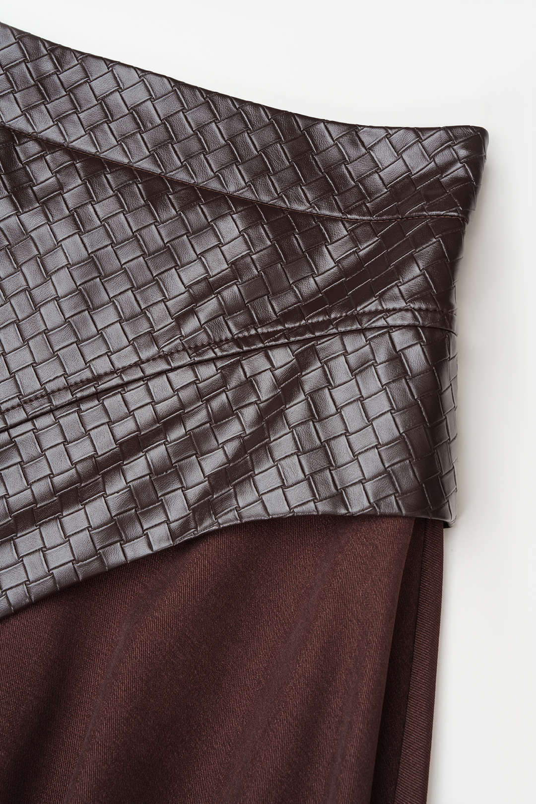 Faye - Leren-look patchwork midirok