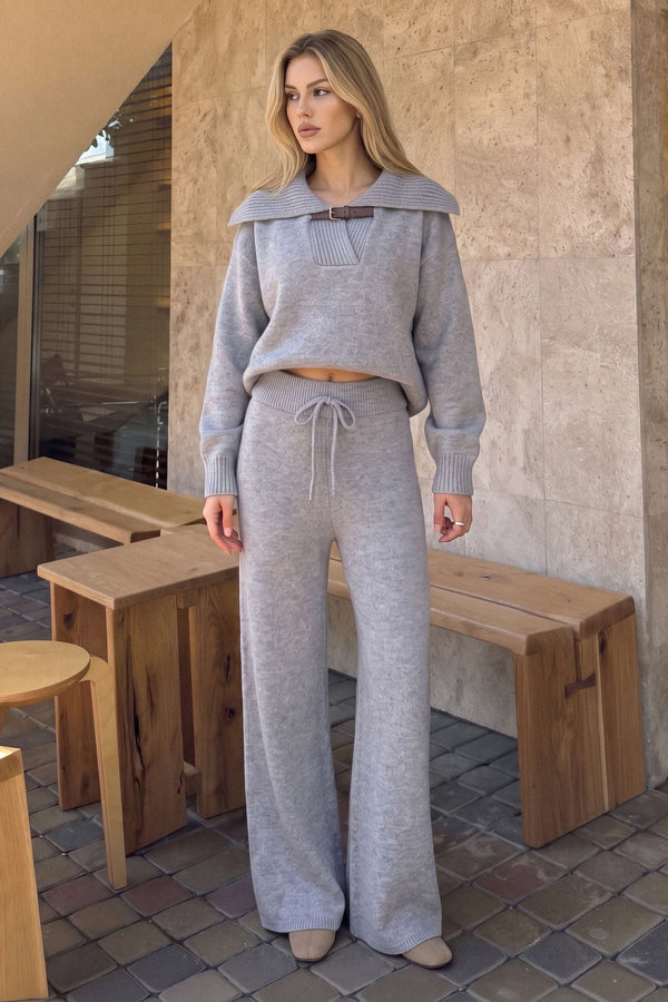 Rosa - Gebreide set met top en broek