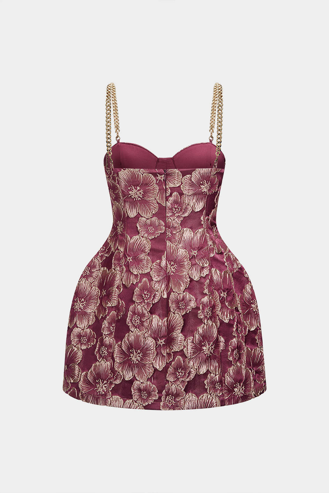 Bloemenprint jacquard minijurk met kettingdetail