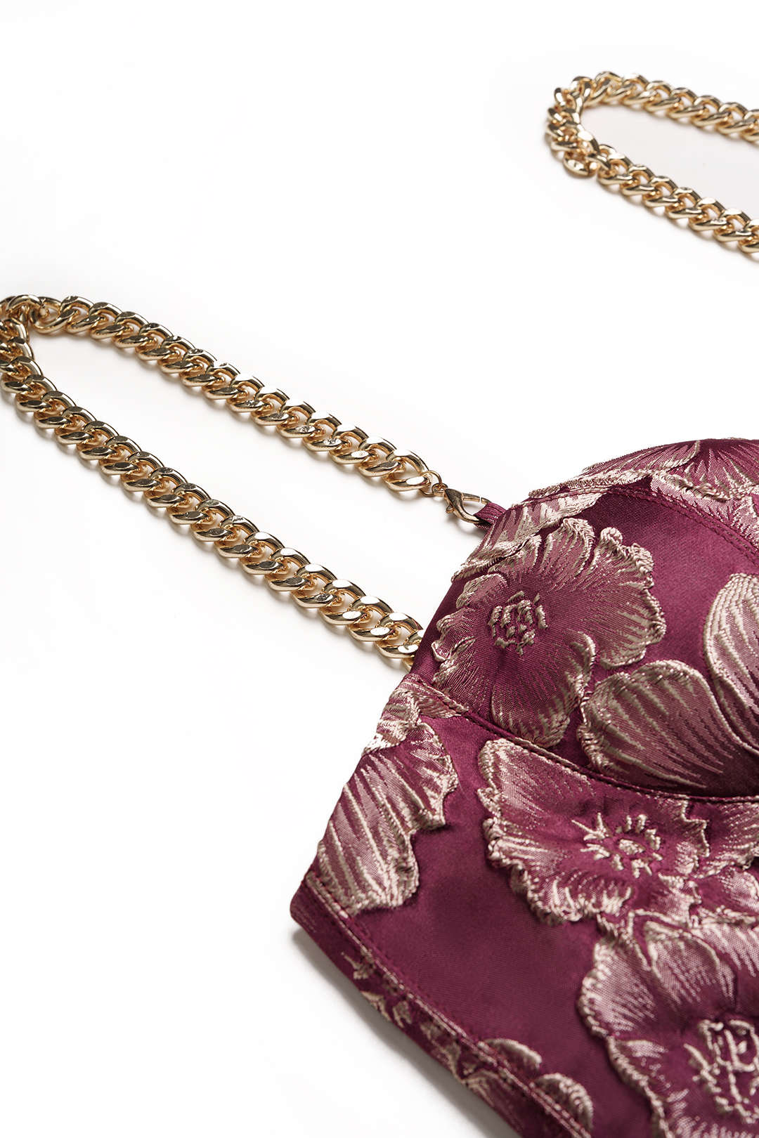 Bloemenprint jacquard minijurk met kettingdetail