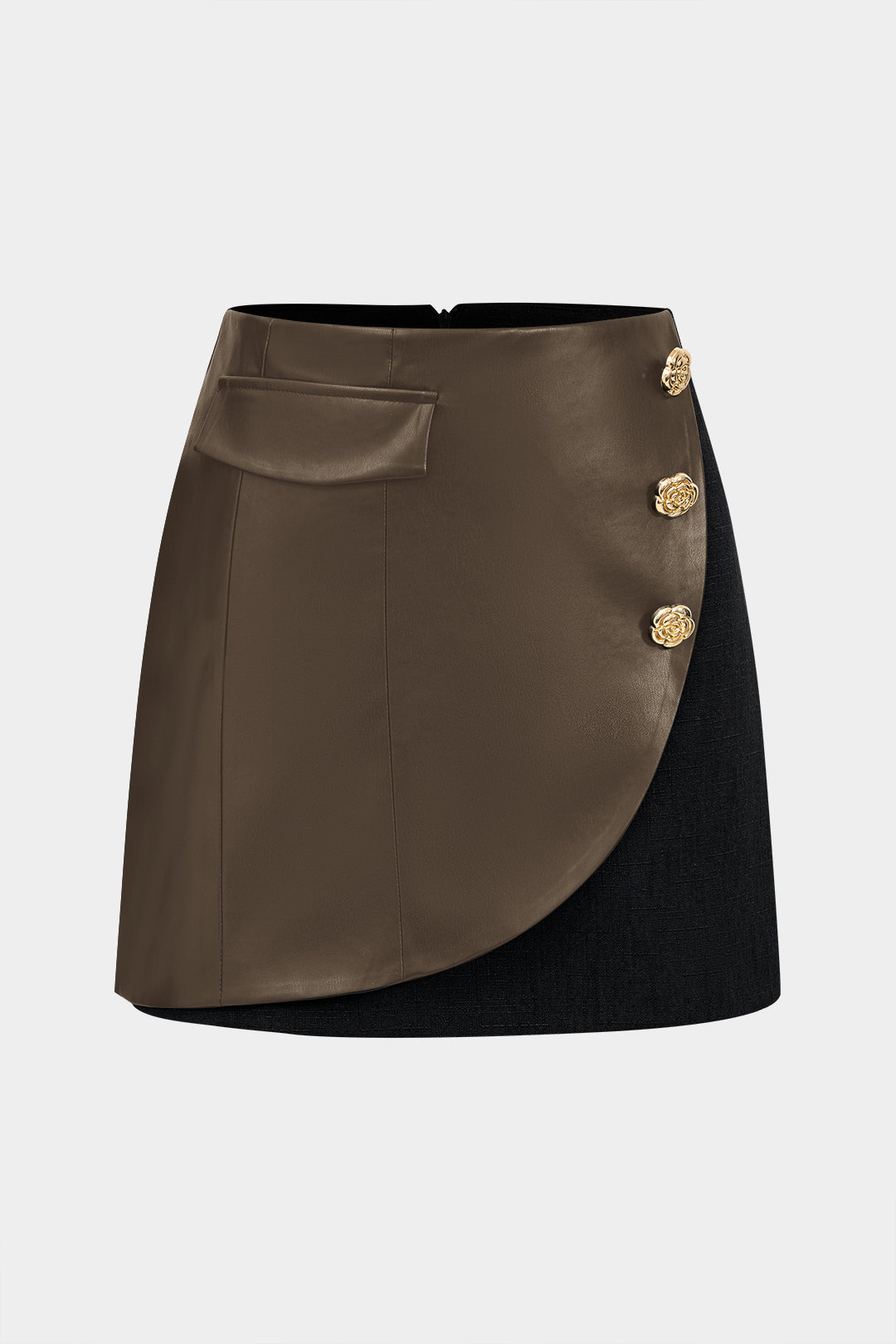 Greta - Leren-look minirok met knoopjes