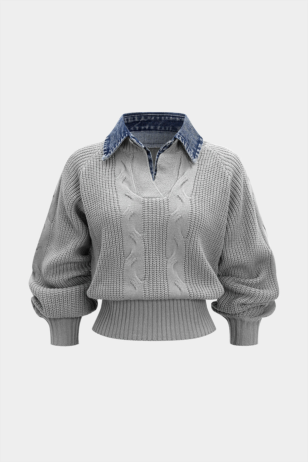 Gebreide patchwork top met lange mouwen