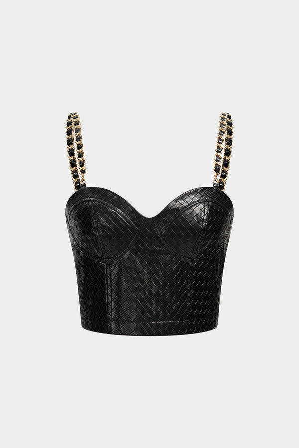 Leren-look metallic top