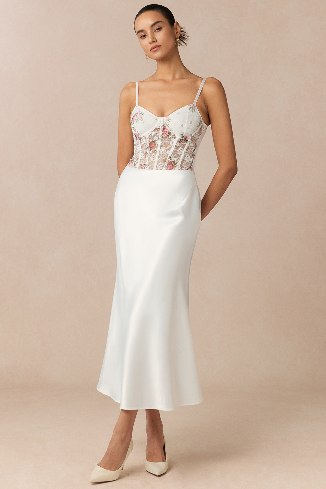 Bloemenprint transparante body met spaghettibandjes