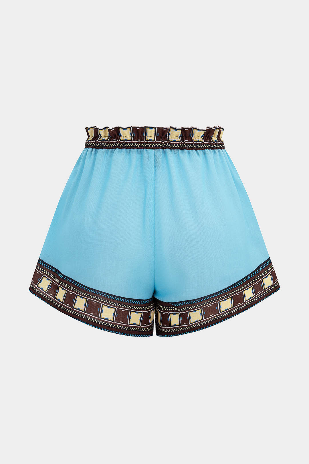 Geometrische linnen short met trekkoord