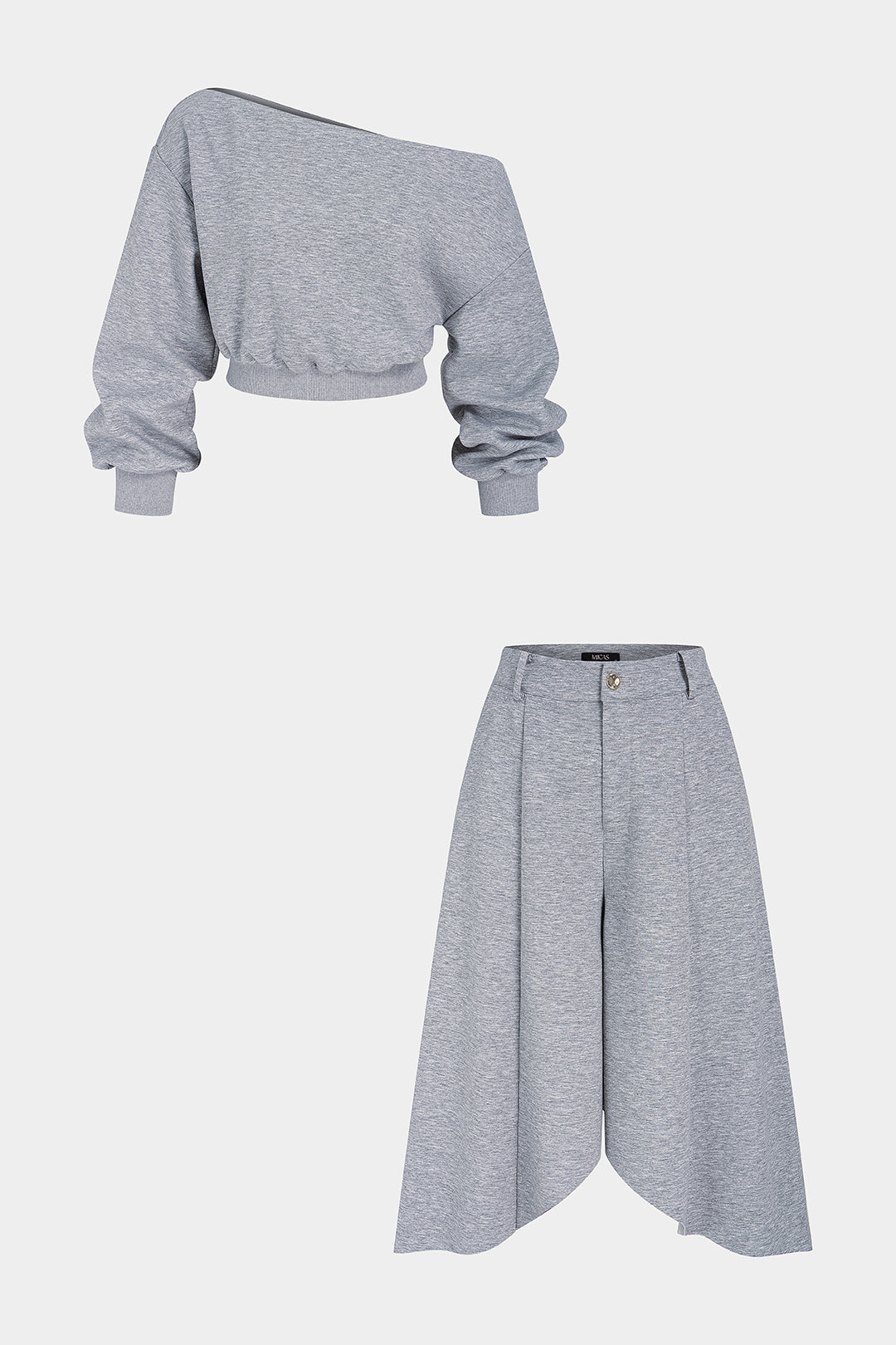 Effen sweater met één schouder