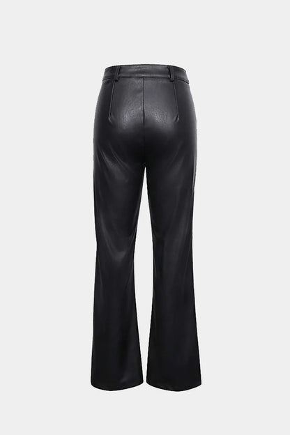 Faux Leather Straight-Leg Pants