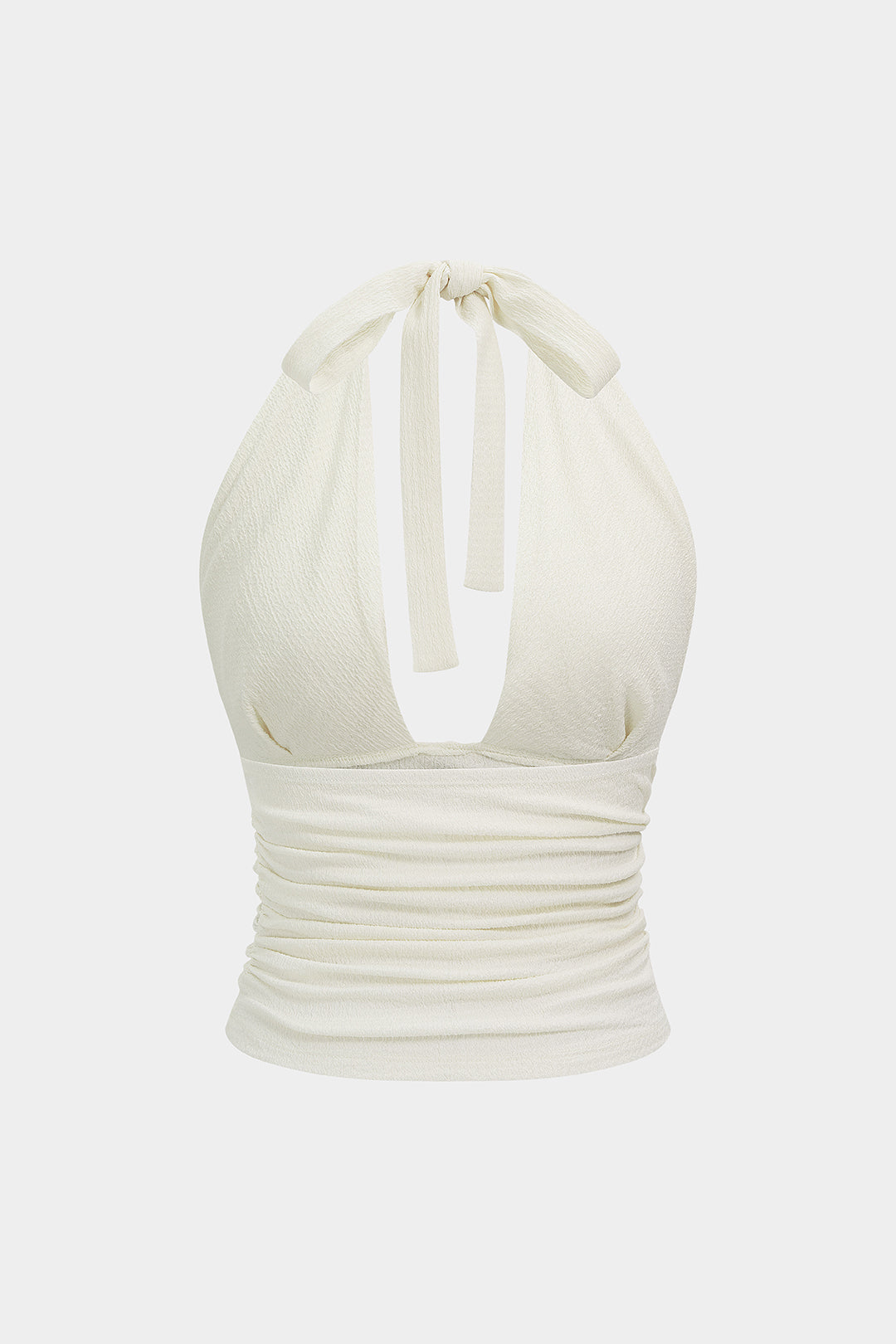 Tanktop met halternek, V-hals en franjes