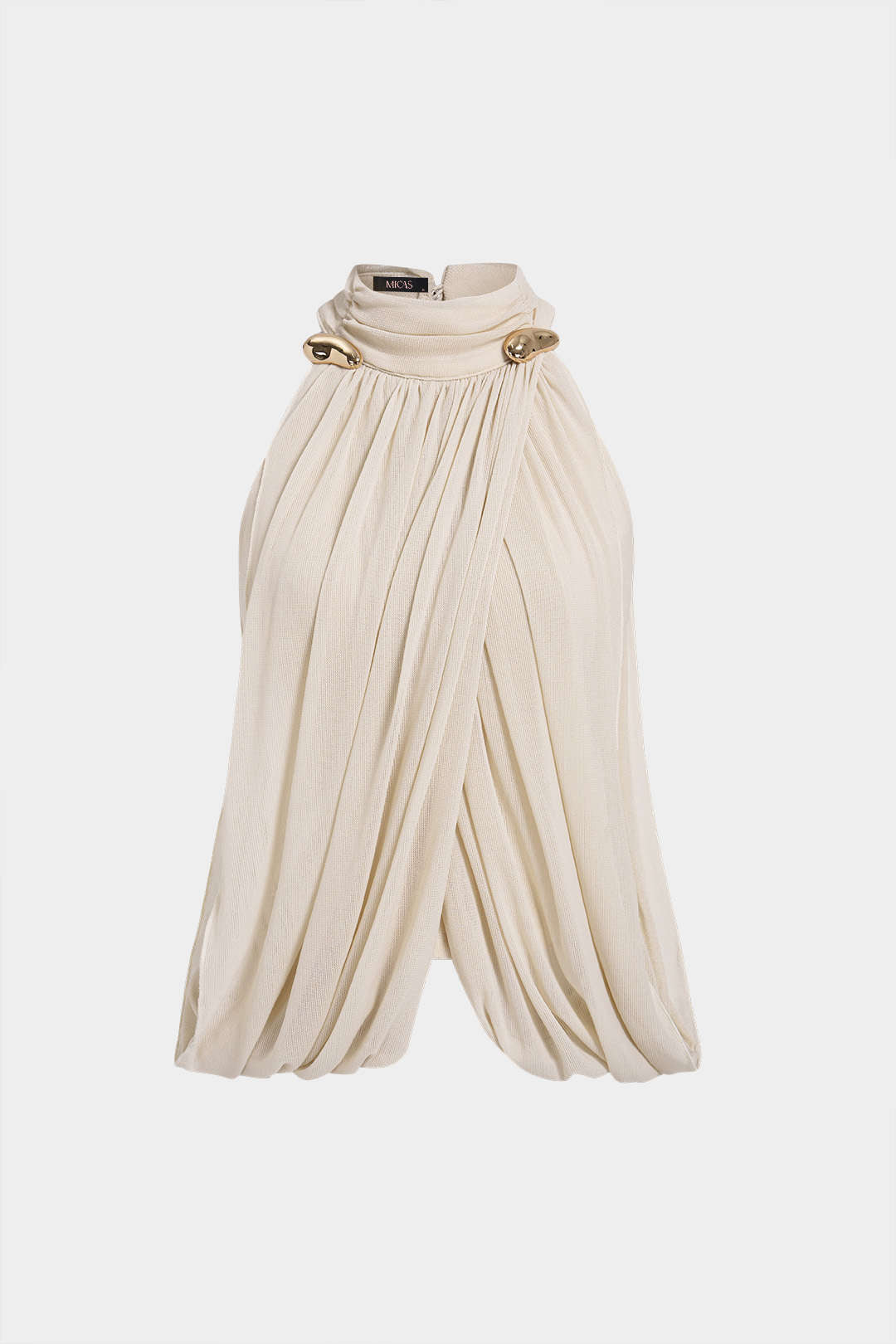 Mesh metallic tanktop met ruches