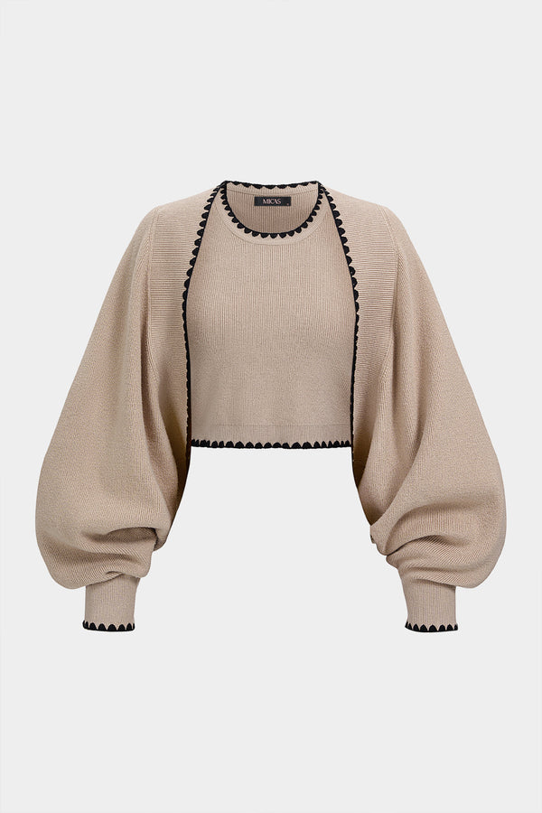 Gebreide set met vest en tanktop