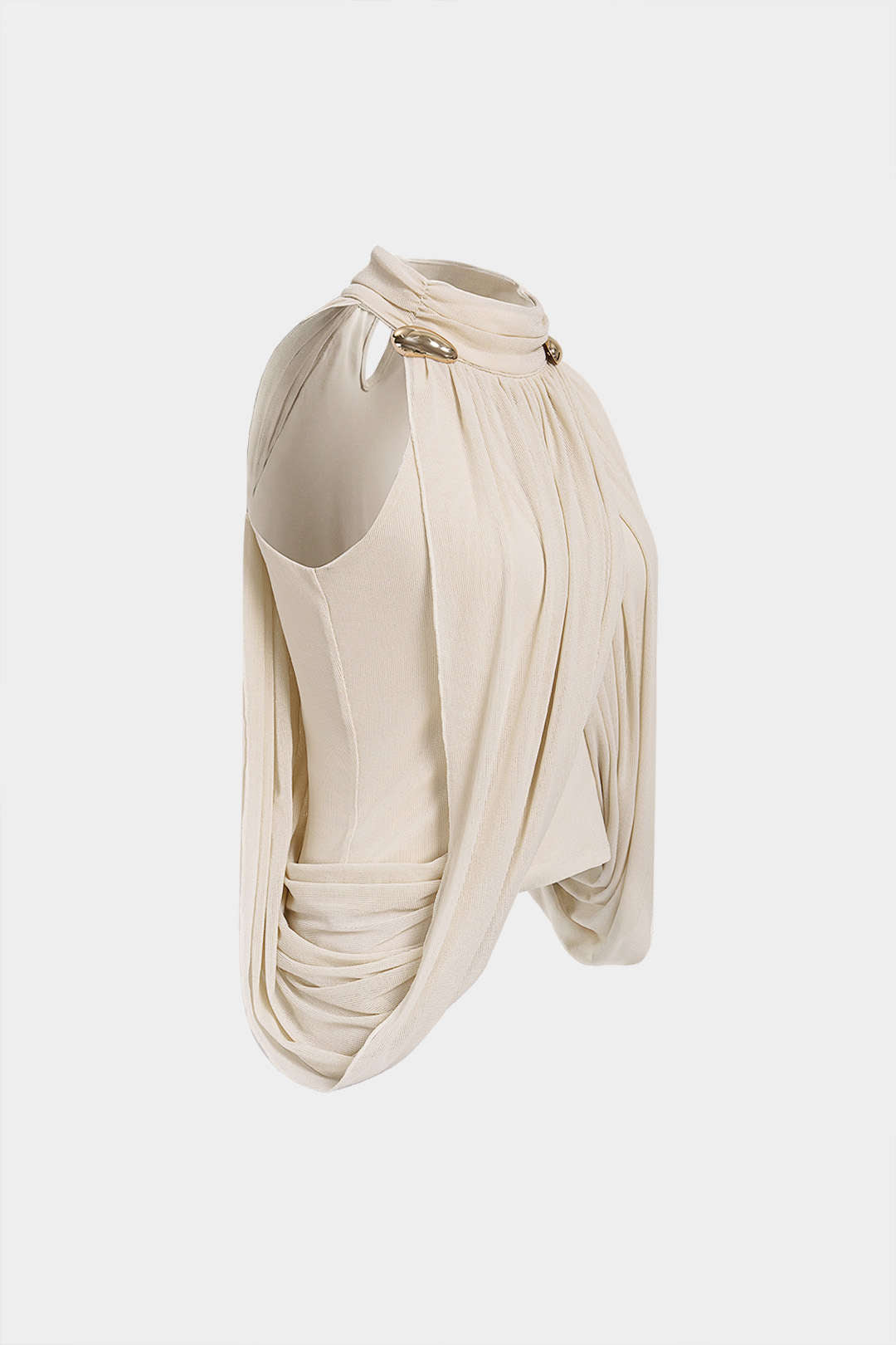 Mesh metallic tanktop met ruches