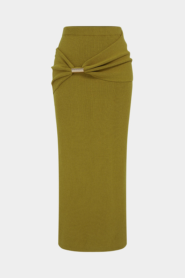 Gebreide metallic rok met ruches
